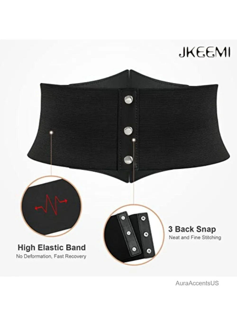 Faux Leather Wide Corset Belt Metal O-Ring Heart-Ring Waspie Waist Belt for